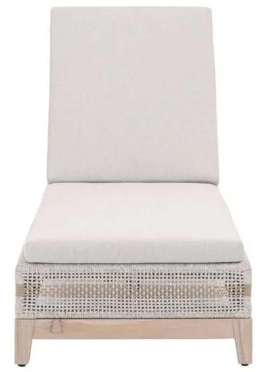 Essentials for Living 6845.WTA/PUM/GT Tapestry Outdoor Chaise Lounge in Taupe and White Flat Rope Taupe Stripe Performance Pumice Gray Teak Essentials for Living 6845.WTA/PUM/GT Tapestry Outdoor Chaise Lounge in Taupe and White Flat Rope Taupe Stripe Performance Pumice Gray Teak