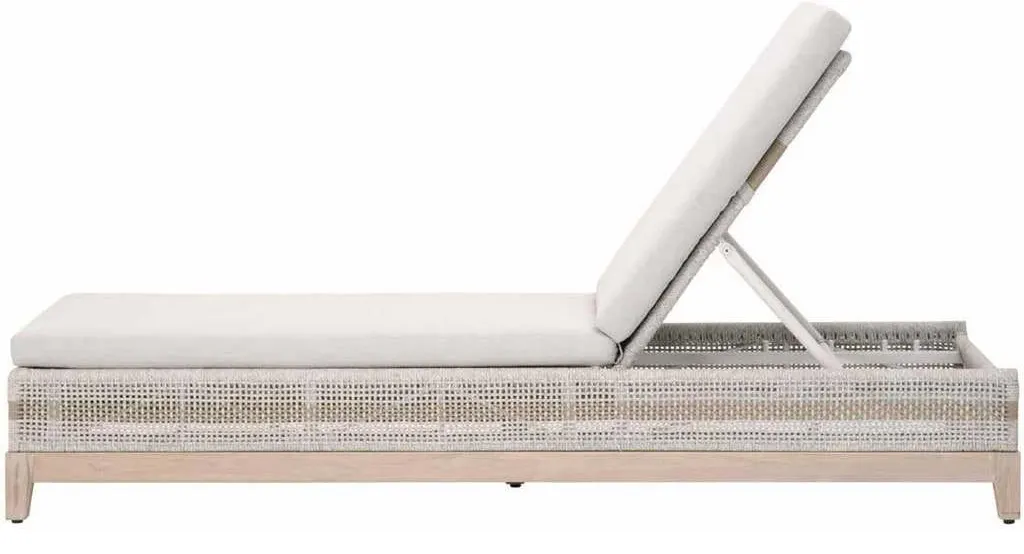 Essentials for Living 6845.WTA/PUM/GT Tapestry Outdoor Chaise Lounge in Taupe and White Flat Rope Taupe Stripe Performance Pumice Gray Teak Essentials for Living 6845.WTA/PUM/GT Tapestry Outdoor Chaise Lounge in Taupe and White Flat Rope Taupe Stripe Performance Pumice Gray Teak