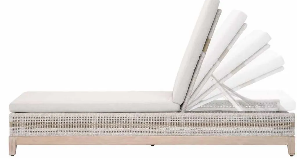 Essentials for Living 6845.WTA/PUM/GT Tapestry Outdoor Chaise Lounge in Taupe and White Flat Rope Taupe Stripe Performance Pumice Gray Teak Essentials for Living 6845.WTA/PUM/GT Tapestry Outdoor Chaise Lounge in Taupe and White Flat Rope Taupe Stripe Performance Pumice Gray Teak