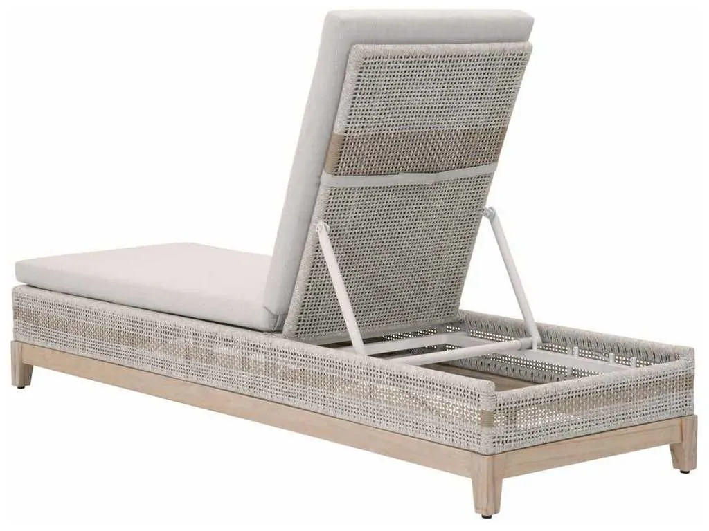 Essentials for Living 6845.WTA/PUM/GT Tapestry Outdoor Chaise Lounge in Taupe and White Flat Rope Taupe Stripe Performance Pumice Gray Teak Essentials for Living 6845.WTA/PUM/GT Tapestry Outdoor Chaise Lounge in Taupe and White Flat Rope Taupe Stripe Performance Pumice Gray Teak