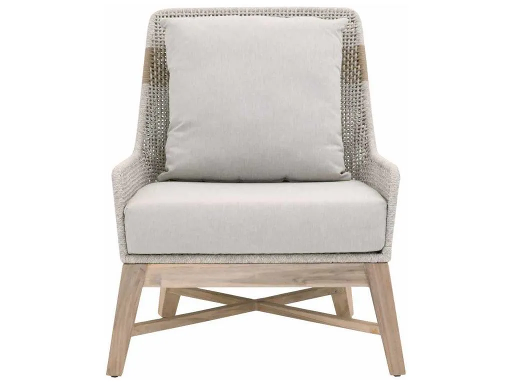 Essentials For Living 6851.WTA/PUM/GT  Tapestry Outdoor Club Chair in Taupe and White Flat Rope Taupe Stripe Performance Pumice Gray Teak