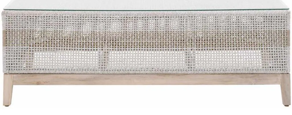 Essentials for Living 6846.WTA/GT Tapestry Outdoor Coffee Table in Taupe and White Flat Rope Taupe Stripe Gray Teak Clear Glass Essentials for Living 6846.WTA/GT Tapestry Outdoor Coffee Table in Taupe and White Flat Rope Taupe Stripe Gray Teak Clear Glass