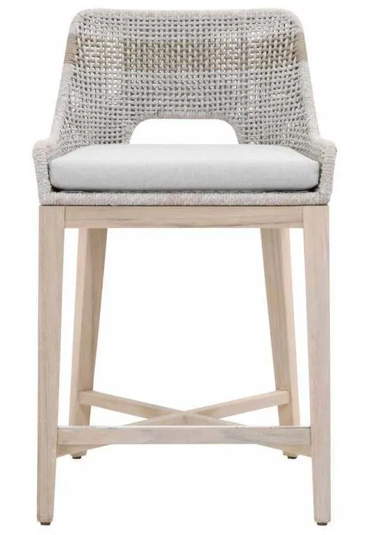 Essentials For Living 6850CS.WTA/PUM/GT Tapestry Outdoor Counter Stool in Taupe and White Flat Rope Taupe Stripe Performance Pumice Gray Teak Essentials For Living 6850CS.WTA/PUM/GT Tapestry Outdoor Counter Stool in Taupe and White Flat Rope Taupe Stripe Performance Pumice Gray Teak
