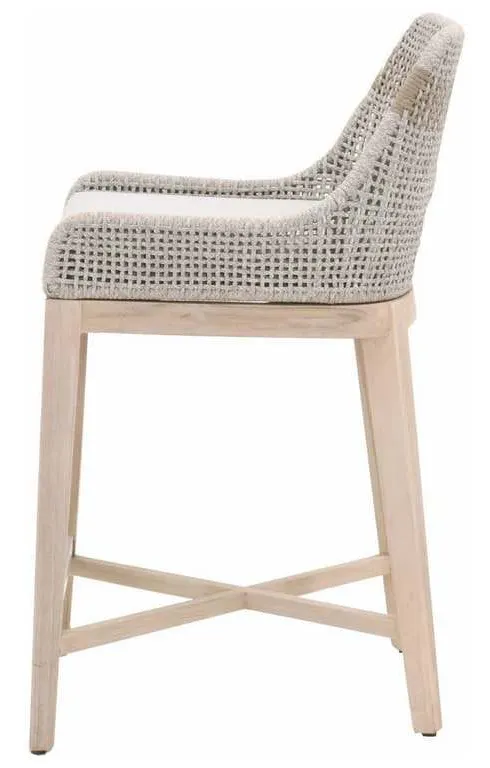 Essentials For Living 6850CS.WTA/PUM/GT Tapestry Outdoor Counter Stool in Taupe and White Flat Rope Taupe Stripe Performance Pumice Gray Teak Essentials For Living 6850CS.WTA/PUM/GT Tapestry Outdoor Counter Stool in Taupe and White Flat Rope Taupe Stripe Performance Pumice Gray Teak