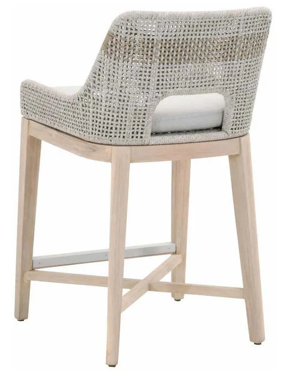 Essentials For Living 6850CS.WTA/PUM/GT Tapestry Outdoor Counter Stool in Taupe and White Flat Rope Taupe Stripe Performance Pumice Gray Teak Essentials For Living 6850CS.WTA/PUM/GT Tapestry Outdoor Counter Stool in Taupe and White Flat Rope Taupe Stripe Performance Pumice Gray Teak