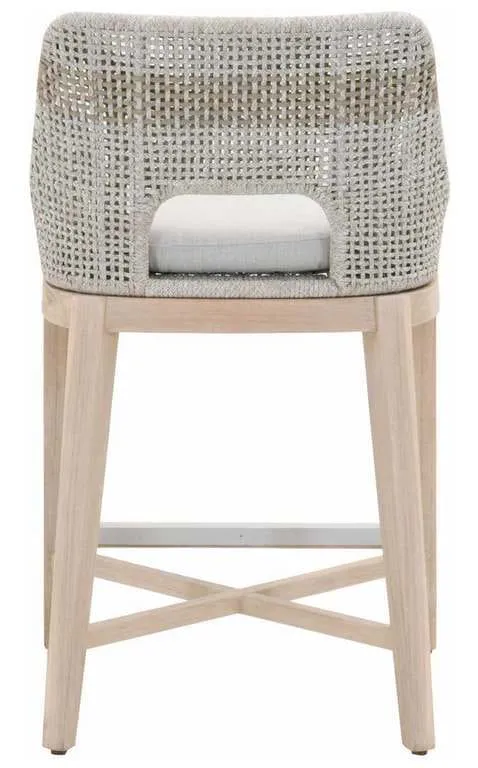 Essentials For Living 6850CS.WTA/PUM/GT Tapestry Outdoor Counter Stool in Taupe and White Flat Rope Taupe Stripe Performance Pumice Gray Teak Essentials For Living 6850CS.WTA/PUM/GT Tapestry Outdoor Counter Stool in Taupe and White Flat Rope Taupe Stripe Performance Pumice Gray Teak