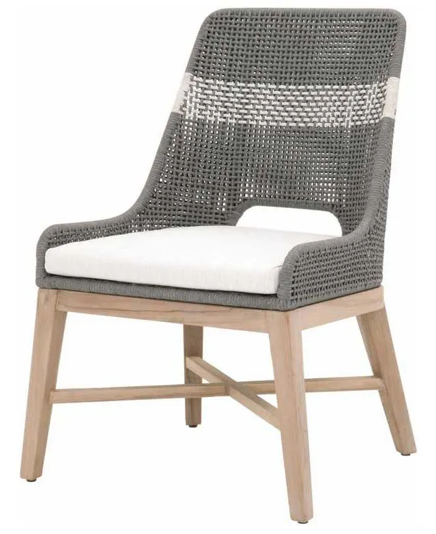 Essentials For Living 6850.DOV/WHT/GT Tapestry Outdoor Dining Chair in Dove Flat Rope White Speckle Stripe Performance White Speckle Gray Teak Essentials For Living 6850.DOV/WHT/GT Tapestry Outdoor Dining Chair in Dove Flat Rope White Speckle Stripe Performance White Speckle Gray Teak
