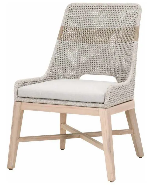 Essentials For Living 6850.WTA/PUM/GT Tapestry Outdoor Dining Chair in Taupe and White Flat Rope Taupe Stripe Performance Pumice Gray Teak Essentials For Living 6850.WTA/PUM/GT Tapestry Outdoor Dining Chair in Taupe and White Flat Rope Taupe Stripe Performance Pumice Gray Teak