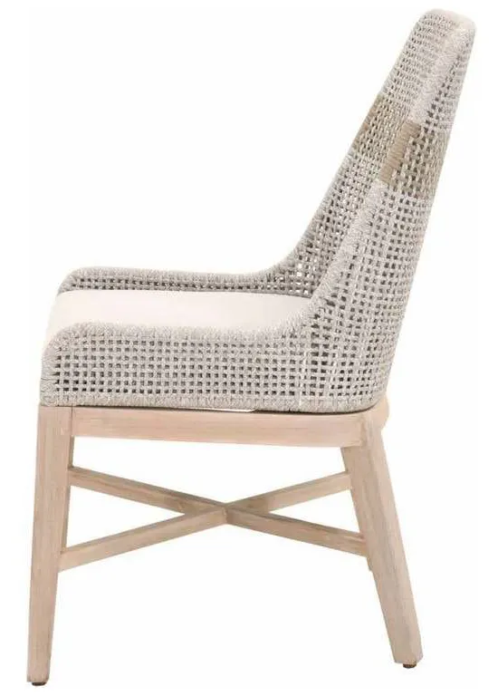 Essentials For Living 6850.WTA/PUM/GT Tapestry Outdoor Dining Chair in Taupe and White Flat Rope Taupe Stripe Performance Pumice Gray Teak Essentials For Living 6850.WTA/PUM/GT Tapestry Outdoor Dining Chair in Taupe and White Flat Rope Taupe Stripe Performance Pumice Gray Teak