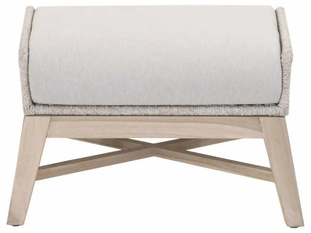 Essentials For Living 6851FS.WTA/PUM/GT Tapestry Outdoor Footstool in Taupe and White Flat Rope Performance Pumice Gray Teak Essentials For Living 6851FS.WTA/PUM/GT Tapestry Outdoor Footstool in Taupe and White Flat Rope Performance Pumice Gray Teak