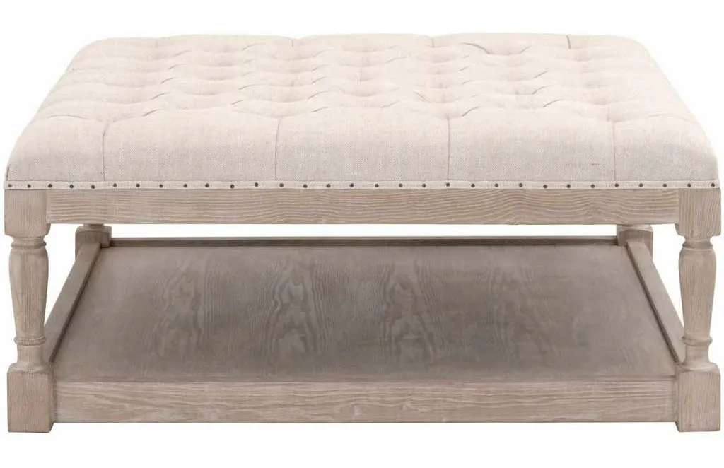 Essentials for Living 6429UP.BIS-BT/NG Townsend Tufted Upholstered Coffee Table in Performance Bisque French Linen Natural Gray Ash Essentials for Living 6429UP.BIS-BT/NG Townsend Tufted Upholstered Coffee Table in Performance Bisque French Linen Natural Gray Ash