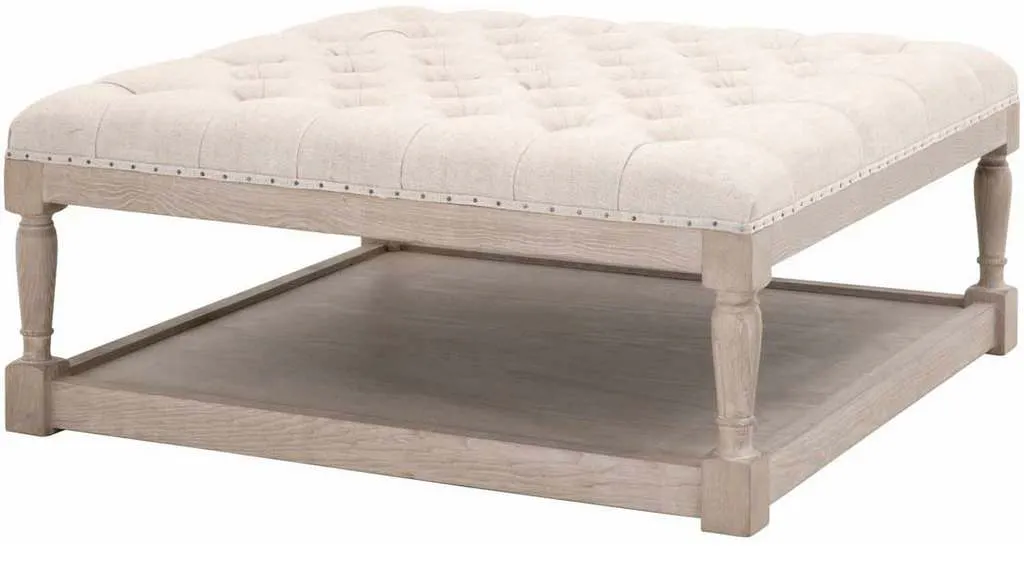 Essentials for Living 6429UP.BIS-BT/NG Townsend Tufted Upholstered Coffee Table in Performance Bisque French Linen Natural Gray Ash Essentials for Living 6429UP.BIS-BT/NG Townsend Tufted Upholstered Coffee Table in Performance Bisque French Linen Natural Gray Ash