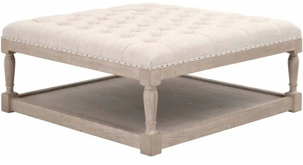 Essentials for Living 6429UP.BIS-BT/NG Townsend Tufted Upholstered Coffee Table in Performance Bisque French Linen Natural Gray Ash Essentials for Living 6429UP.BIS-BT/NG Townsend Tufted Upholstered Coffee Table in Performance Bisque French Linen Natural Gray Ash