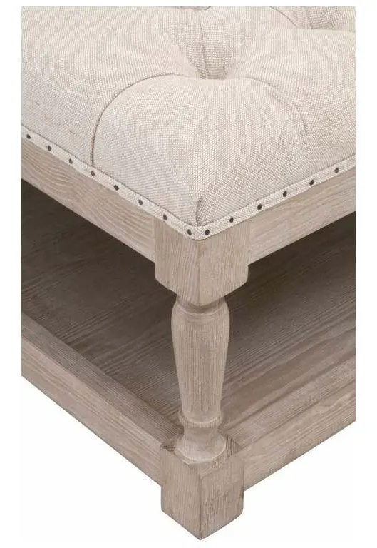 Essentials for Living 6429UP.BIS-BT/NG Townsend Tufted Upholstered Coffee Table in Performance Bisque French Linen Natural Gray Ash Essentials for Living 6429UP.BIS-BT/NG Townsend Tufted Upholstered Coffee Table in Performance Bisque French Linen Natural Gray Ash