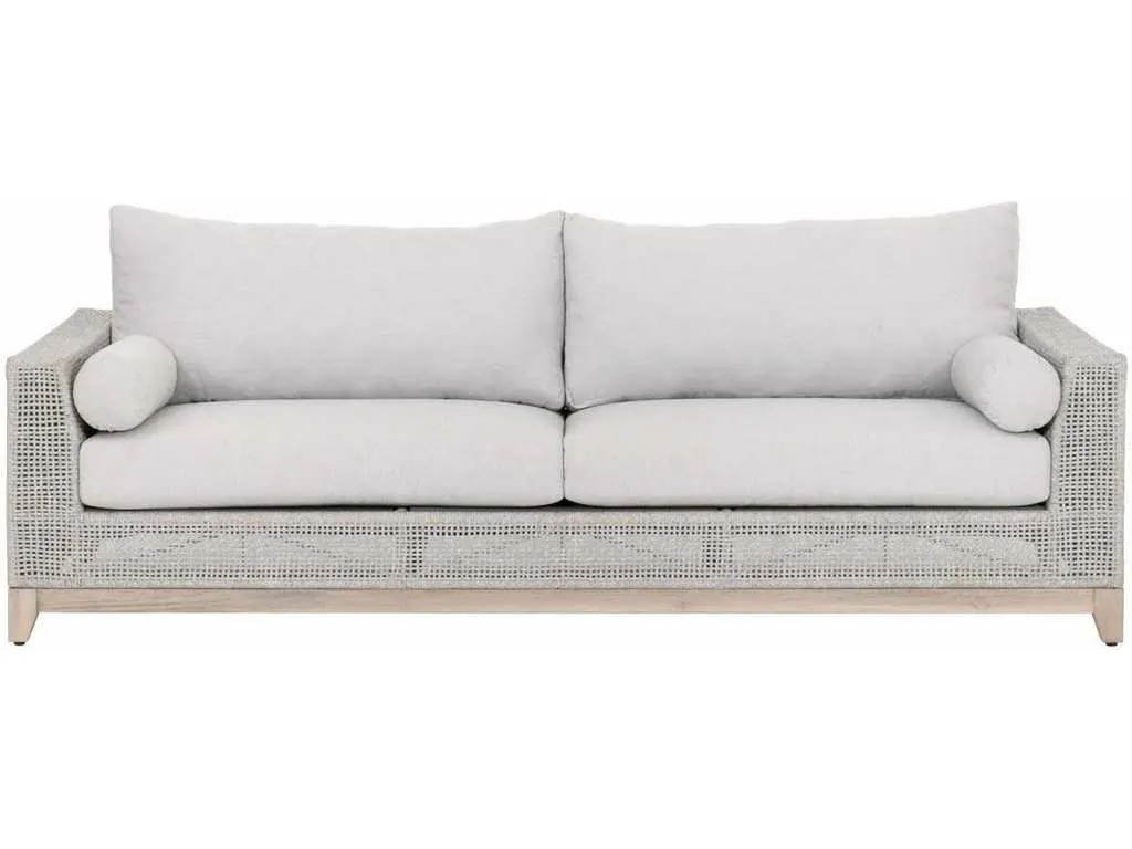 Essentials for Living 6843.WTA/PUM/GT  Tropez Outdoor 90 inch Sofa in Taupe and White Flat Rope