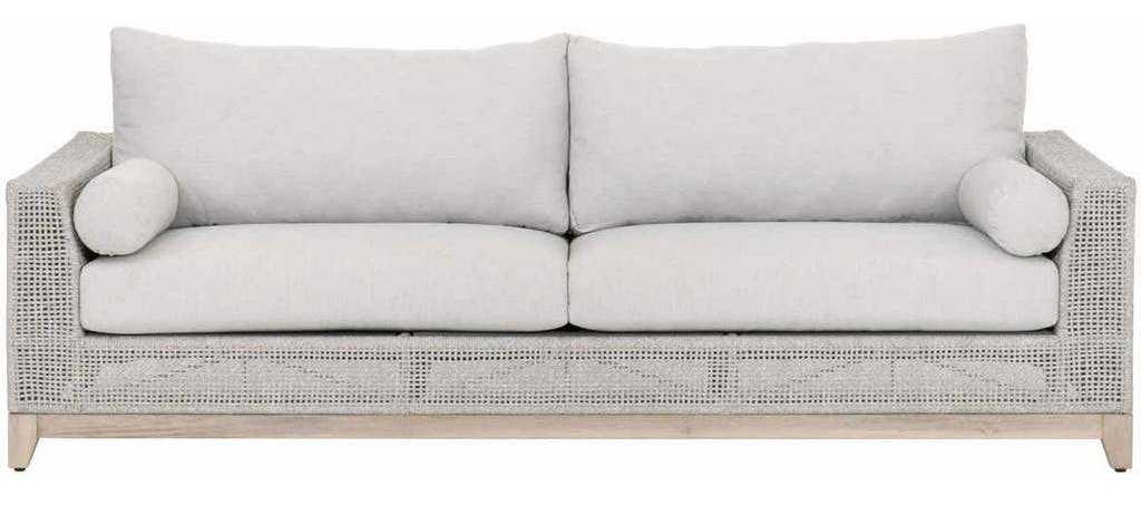 Essentials for Living 6843.WTA/PUM/GT Tropez Outdoor 90 inch Sofa in Taupe and White Flat Rope Essentials for Living 6843.WTA/PUM/GT Tropez Outdoor 90 inch Sofa in Taupe and White Flat Rope