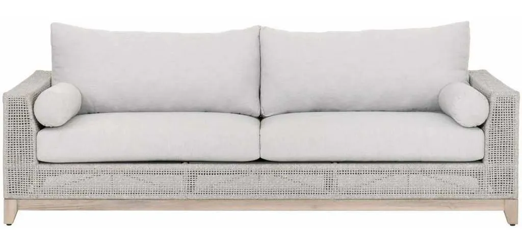Essentials for Living 6843.WTA/PUM/GT Tropez Outdoor 90 inch Sofa in Taupe and White Flat Rope Essentials for Living 6843.WTA/PUM/GT Tropez Outdoor 90 inch Sofa in Taupe and White Flat Rope