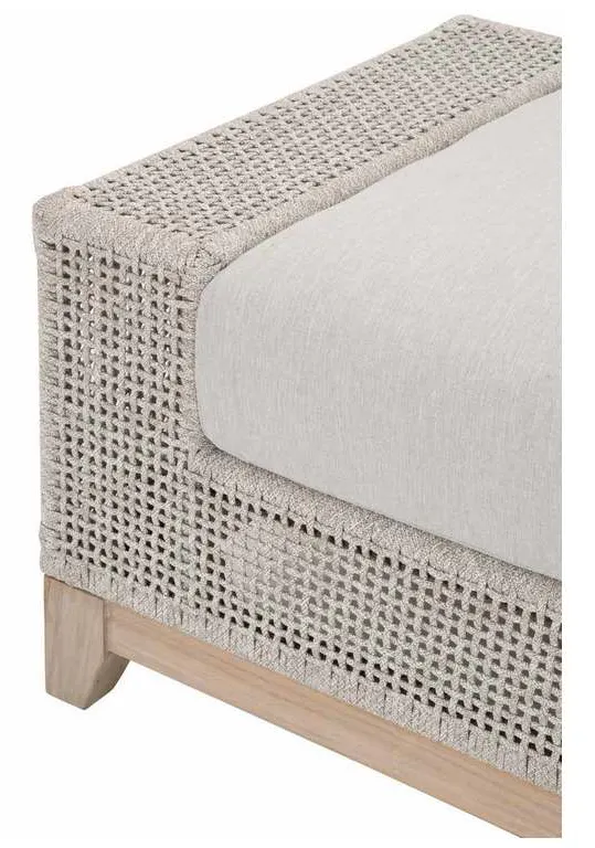 Essentials for Living 6843-0.WTA/PUM/GT Tropez Outdoor Ottoman in Taupe and White Flat Rope Performance Pumice Gray Teak Essentials for Living 6843-0.WTA/PUM/GT Tropez Outdoor Ottoman in Taupe and White Flat Rope Performance Pumice Gray Teak
