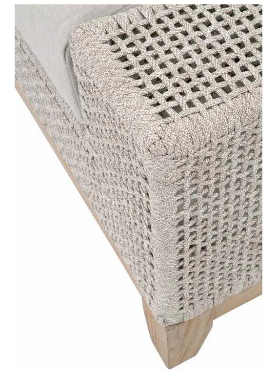 Essentials for Living 6843-0.WTA/PUM/GT Tropez Outdoor Ottoman in Taupe and White Flat Rope Performance Pumice Gray Teak Essentials for Living 6843-0.WTA/PUM/GT Tropez Outdoor Ottoman in Taupe and White Flat Rope Performance Pumice Gray Teak