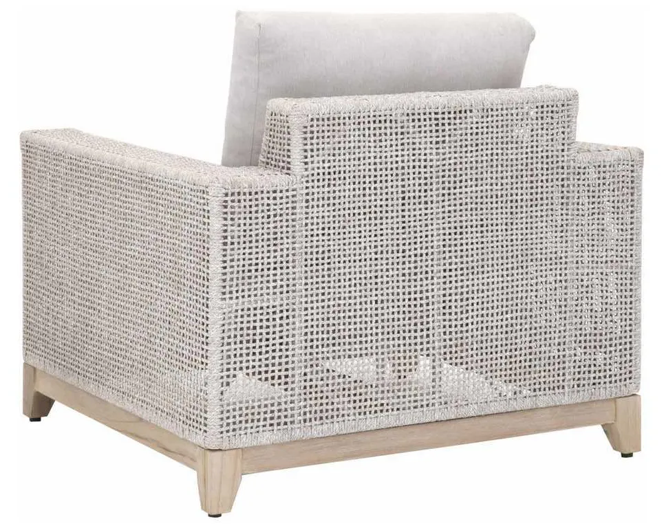 Essentials For Living 6843-1.WTA/PUM/GT Tropez Outdoor Sofa Chair in Taupe and White Flat Rope Performance Pumice Gray Teak Essentials For Living 6843-1.WTA/PUM/GT Tropez Outdoor Sofa Chair in Taupe and White Flat Rope Performance Pumice Gray Teak