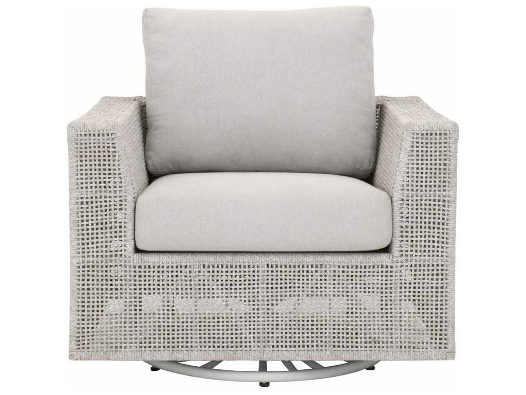 Essentials For Living 6843-1SRCK.WTA/PUM  Tropez Outdoor Swivel Rocker Chair in Taupe and White Flat Rope Performance Pumice