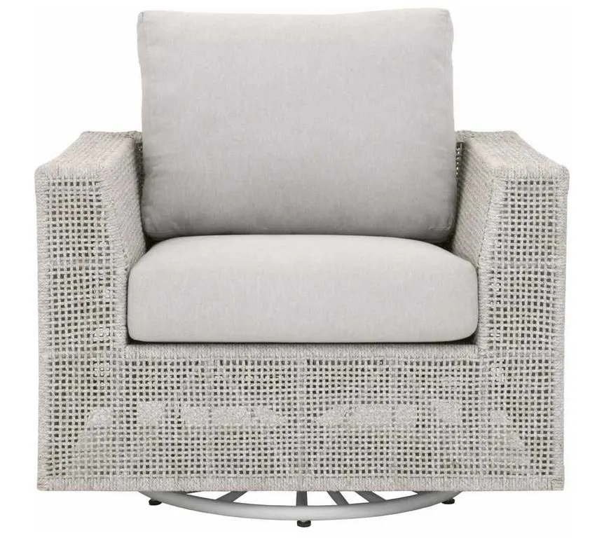 Essentials For Living 6843-1SRCK.WTA/PUM Tropez Outdoor Swivel Rocker Chair in Taupe and White Flat Rope Performance Pumice Essentials For Living 6843-1SRCK.WTA/PUM Tropez Outdoor Swivel Rocker Chair in Taupe and White Flat Rope Performance Pumice
