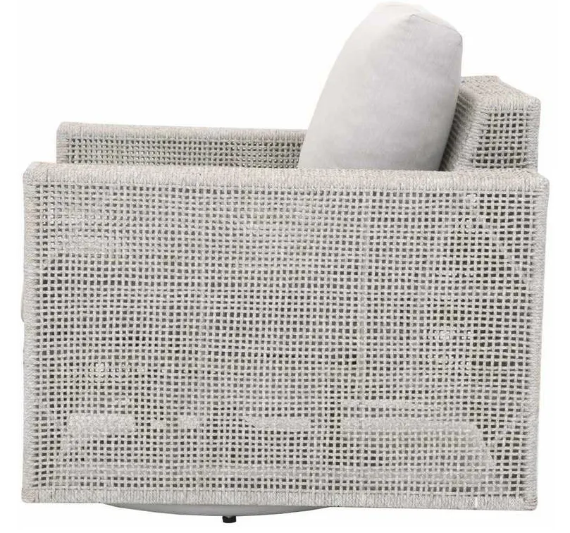 Essentials For Living 6843-1SRCK.WTA/PUM Tropez Outdoor Swivel Rocker Chair in Taupe and White Flat Rope Performance Pumice Essentials For Living 6843-1SRCK.WTA/PUM Tropez Outdoor Swivel Rocker Chair in Taupe and White Flat Rope Performance Pumice