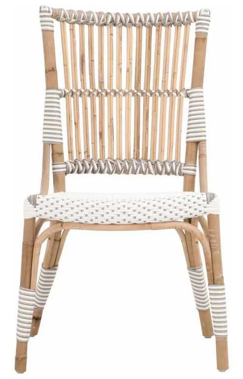 Essentials For Living 4111.WHT-STO/NAT Tulum Dining Chair in White and Stone Synthetic Natural Rattan Essentials For Living 4111.WHT-STO/NAT Tulum Dining Chair in White and Stone Synthetic Natural Rattan