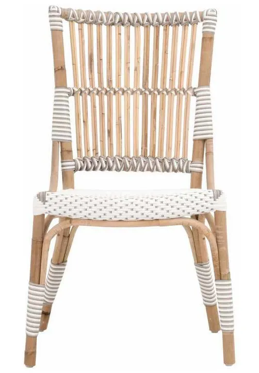 Essentials For Living 4111.WHT-STO/NAT Tulum Dining Chair in White and Stone Synthetic Natural Rattan Essentials For Living 4111.WHT-STO/NAT Tulum Dining Chair in White and Stone Synthetic Natural Rattan