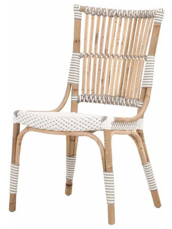 Essentials For Living 4111.WHT-STO/NAT Tulum Dining Chair in White and Stone Synthetic Natural Rattan Essentials For Living 4111.WHT-STO/NAT Tulum Dining Chair in White and Stone Synthetic Natural Rattan
