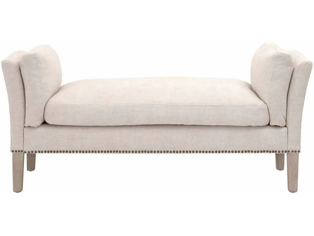 Essentials for Living 6430UP.BIS-GLD/NG  Warner Bench in Performance Bisque French Linen Natural Gray Ash