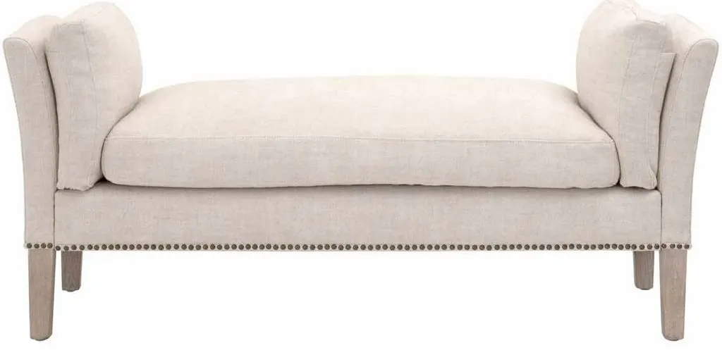 Essentials for Living 6430UP.BIS-GLD/NG Warner Bench in Performance Bisque French Linen Natural Gray Ash Essentials for Living 6430UP.BIS-GLD/NG Warner Bench in Performance Bisque French Linen Natural Gray Ash