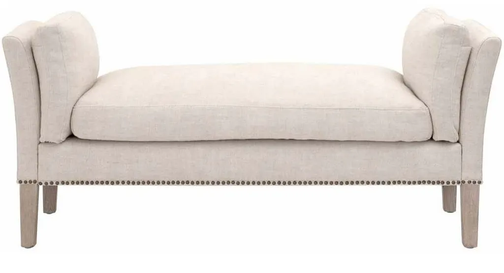 Essentials for Living 6430UP.BIS-GLD/NG Warner Bench in Performance Bisque French Linen Natural Gray Ash Essentials for Living 6430UP.BIS-GLD/NG Warner Bench in Performance Bisque French Linen Natural Gray Ash