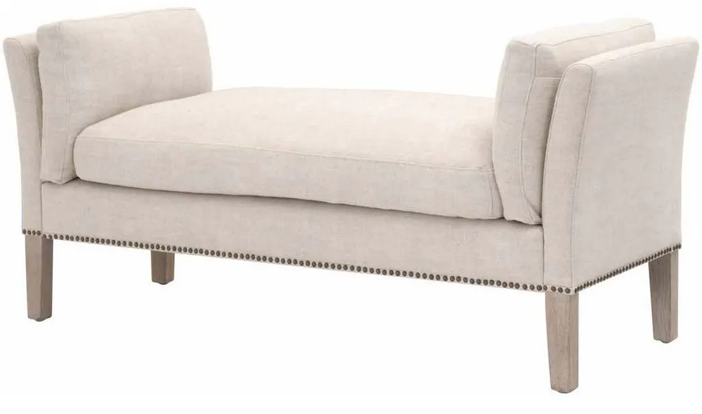 Essentials for Living 6430UP.BIS-GLD/NG Warner Bench in Performance Bisque French Linen Natural Gray Ash Essentials for Living 6430UP.BIS-GLD/NG Warner Bench in Performance Bisque French Linen Natural Gray Ash