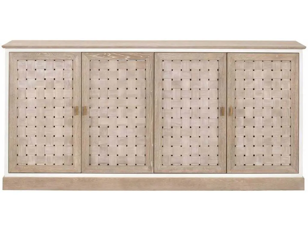 Essentials for Living 8082.SGRY-OAK/WPO  Weave Media Sideboard in Smoke Gray Oak White Painted Oak