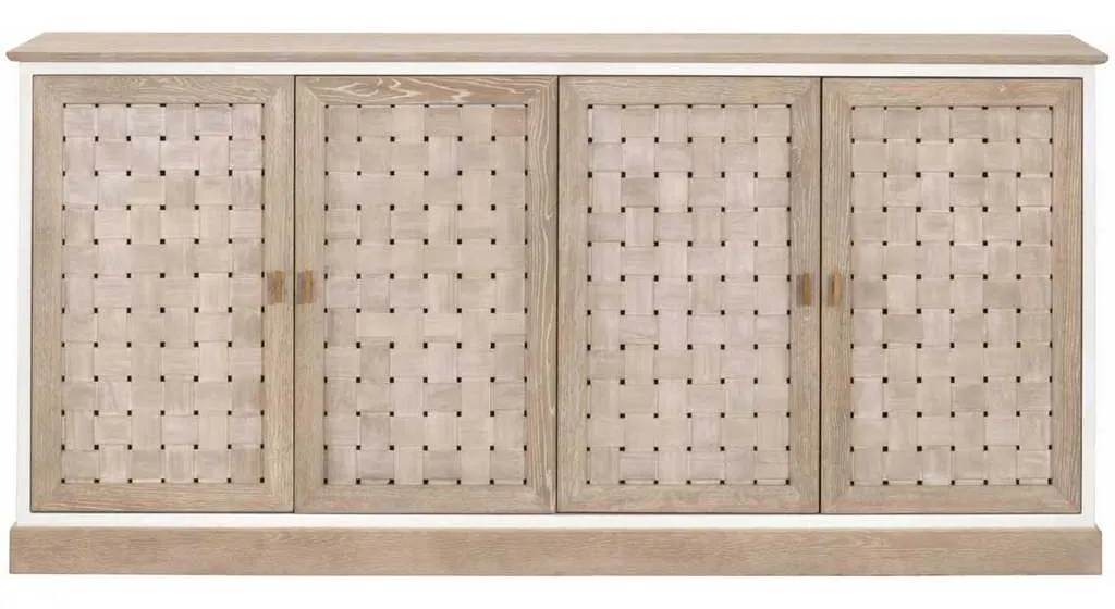 Essentials for Living 8082.SGRY-OAK/WPO Weave Media Sideboard in Smoke Gray Oak White Painted Oak Essentials for Living 8082.SGRY-OAK/WPO Weave Media Sideboard in Smoke Gray Oak White Painted Oak