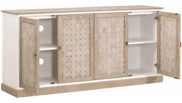 Essentials for Living 8082.SGRY-OAK/WPO Weave Media Sideboard in Smoke Gray Oak White Painted Oak Essentials for Living 8082.SGRY-OAK/WPO Weave Media Sideboard in Smoke Gray Oak White Painted Oak