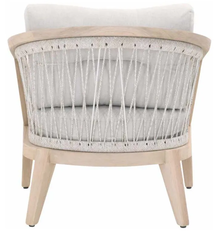 Essentials For Living 6821.WTA/PUM/GT Web Outdoor Club Chair in Taupe and White Flat Rope Performance Pumice Gray Teak Essentials For Living 6821.WTA/PUM/GT Web Outdoor Club Chair in Taupe and White Flat Rope Performance Pumice Gray Teak