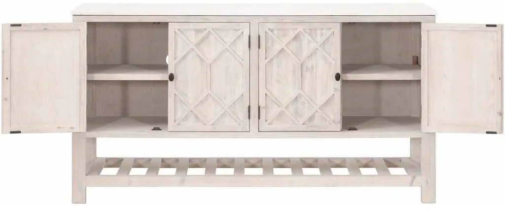Essentials For Living 8018.WW-PNE/WHTQ Willow Media Sideboard in White Wash Pine White Quartz Essentials For Living 8018.WW-PNE/WHTQ Willow Media Sideboard in White Wash Pine White Quartz