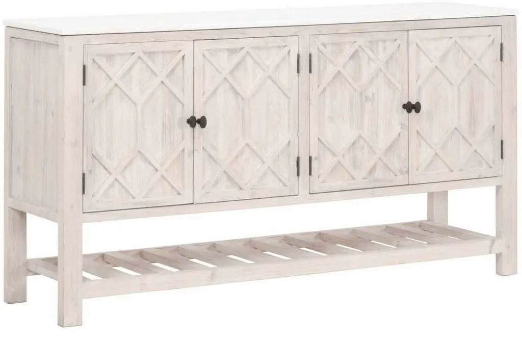 Essentials For Living 8018.WW-PNE/WHTQ Willow Media Sideboard in White Wash Pine White Quartz Essentials For Living 8018.WW-PNE/WHTQ Willow Media Sideboard in White Wash Pine White Quartz