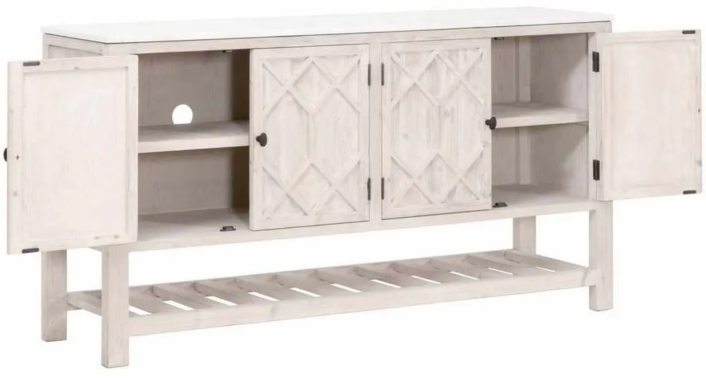 Essentials For Living 8018.WW-PNE/WHTQ Willow Media Sideboard in White Wash Pine White Quartz Essentials For Living 8018.WW-PNE/WHTQ Willow Media Sideboard in White Wash Pine White Quartz