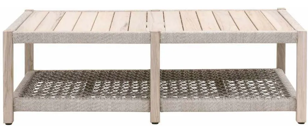 Essentials for Living 6870.WTA/GT Wrap Outdoor Coffee Table in Taupe and White Flat Rope Gray Teak Essentials for Living 6870.WTA/GT Wrap Outdoor Coffee Table in Taupe and White Flat Rope Gray Teak