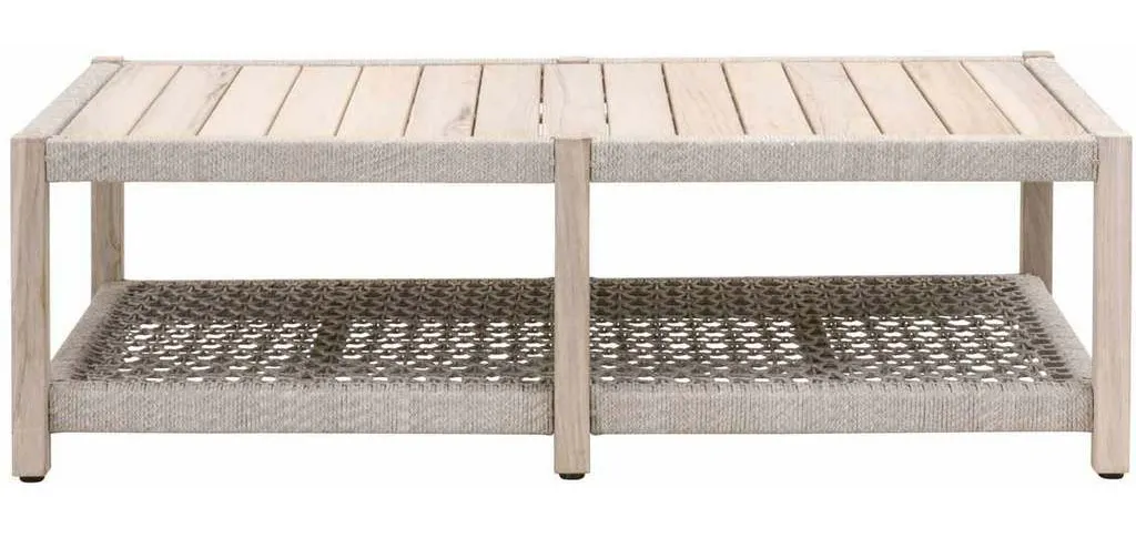 Essentials for Living 6870.WTA/GT Wrap Outdoor Coffee Table in Taupe and White Flat Rope Gray Teak Essentials for Living 6870.WTA/GT Wrap Outdoor Coffee Table in Taupe and White Flat Rope Gray Teak