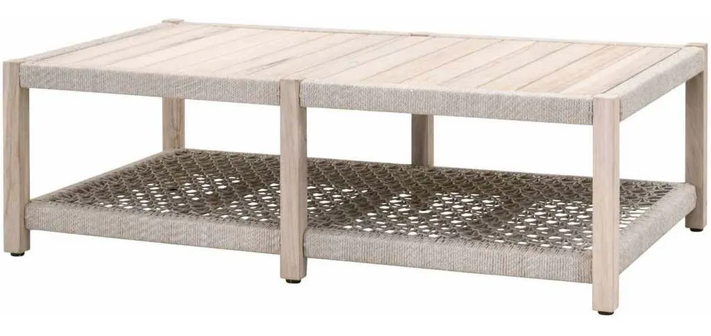 Essentials for Living 6870.WTA/GT Wrap Outdoor Coffee Table in Taupe and White Flat Rope Gray Teak Essentials for Living 6870.WTA/GT Wrap Outdoor Coffee Table in Taupe and White Flat Rope Gray Teak
