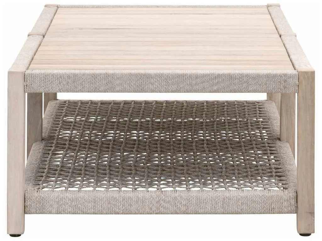 Essentials for Living 6870.WTA/GT Wrap Outdoor Coffee Table in Taupe and White Flat Rope Gray Teak Essentials for Living 6870.WTA/GT Wrap Outdoor Coffee Table in Taupe and White Flat Rope Gray Teak