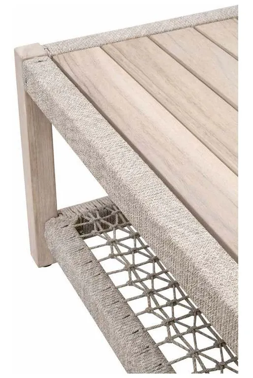 Essentials for Living 6870.WTA/GT Wrap Outdoor Coffee Table in Taupe and White Flat Rope Gray Teak Essentials for Living 6870.WTA/GT Wrap Outdoor Coffee Table in Taupe and White Flat Rope Gray Teak