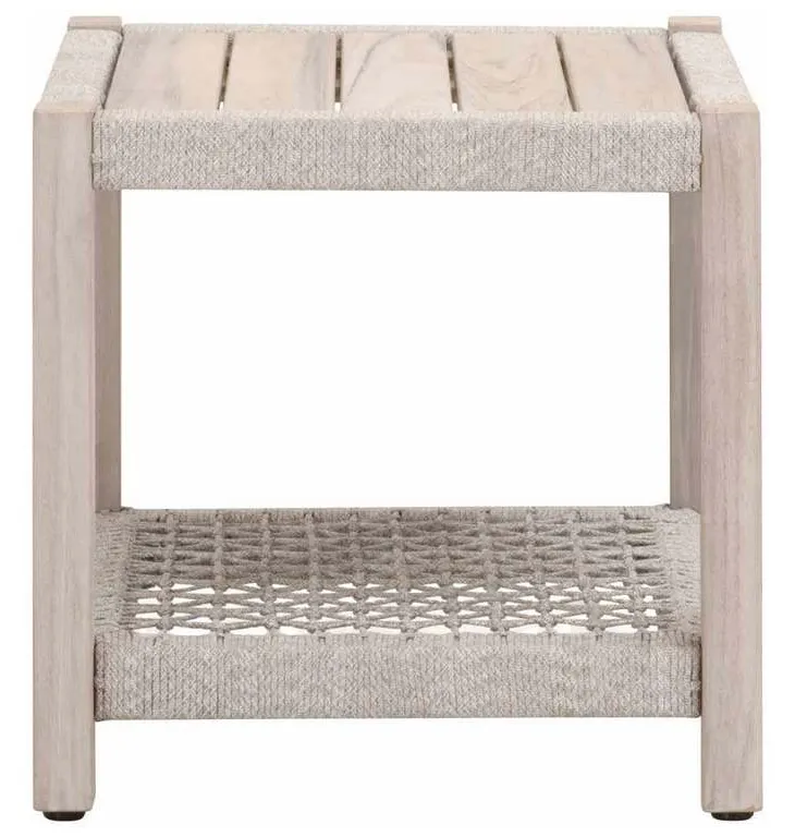 Essentials for Living 6872.WTA/GT Wrap Outdoor End Table in Taupe and White Flat Rope Gray Teak Essentials for Living 6872.WTA/GT Wrap Outdoor End Table in Taupe and White Flat Rope Gray Teak