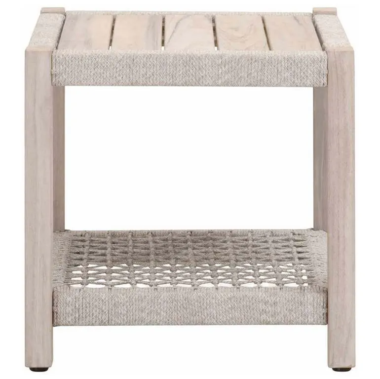 Essentials for Living 6872.WTA/GT Wrap Outdoor End Table in Taupe and White Flat Rope Gray Teak Essentials for Living 6872.WTA/GT Wrap Outdoor End Table in Taupe and White Flat Rope Gray Teak