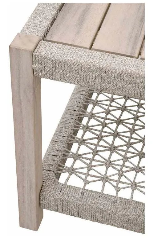 Essentials for Living 6872.WTA/GT Wrap Outdoor End Table in Taupe and White Flat Rope Gray Teak Essentials for Living 6872.WTA/GT Wrap Outdoor End Table in Taupe and White Flat Rope Gray Teak