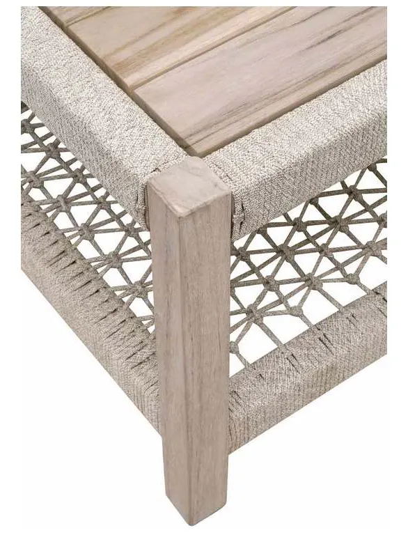 Essentials for Living 6870SQ.WTA/GT Wrap Outdoor Square Coffee Table in Taupe and White Flat Rope Gray Teak Essentials for Living 6870SQ.WTA/GT Wrap Outdoor Square Coffee Table in Taupe and White Flat Rope Gray Teak